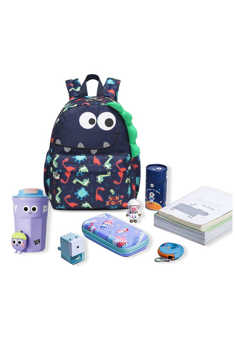 SUN EIGHT Preschool Toddler Kids Backpack Small 3D Cartoon Dinosaur Lunch Daycare School Bookbag Animal Travel Bags for Boy For 2-5 Years old, Cute Dinosaur, SE90074, Navy - Image 5
